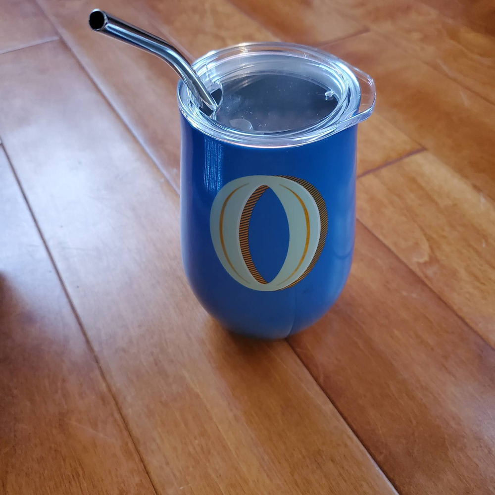 OPALHOUSE steel tumbler, NEW, "O"